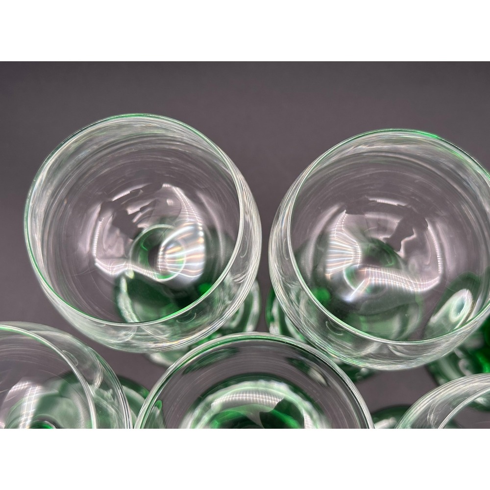 Set of 6 Vintage Luminarc Emerald Green Stem Wine Glasses France MCM Glassware - Picture 7 of 10